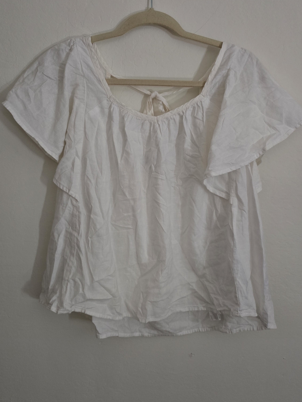 Old Navy White Flutter Sleeve Peasant Blouse Women's Large